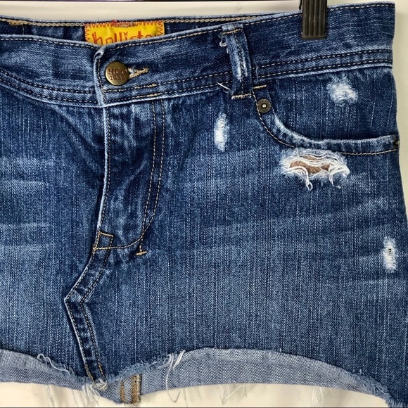 Hollister Distressed Micro Mini Jean Skirt Y2K - Picture 4 of 11